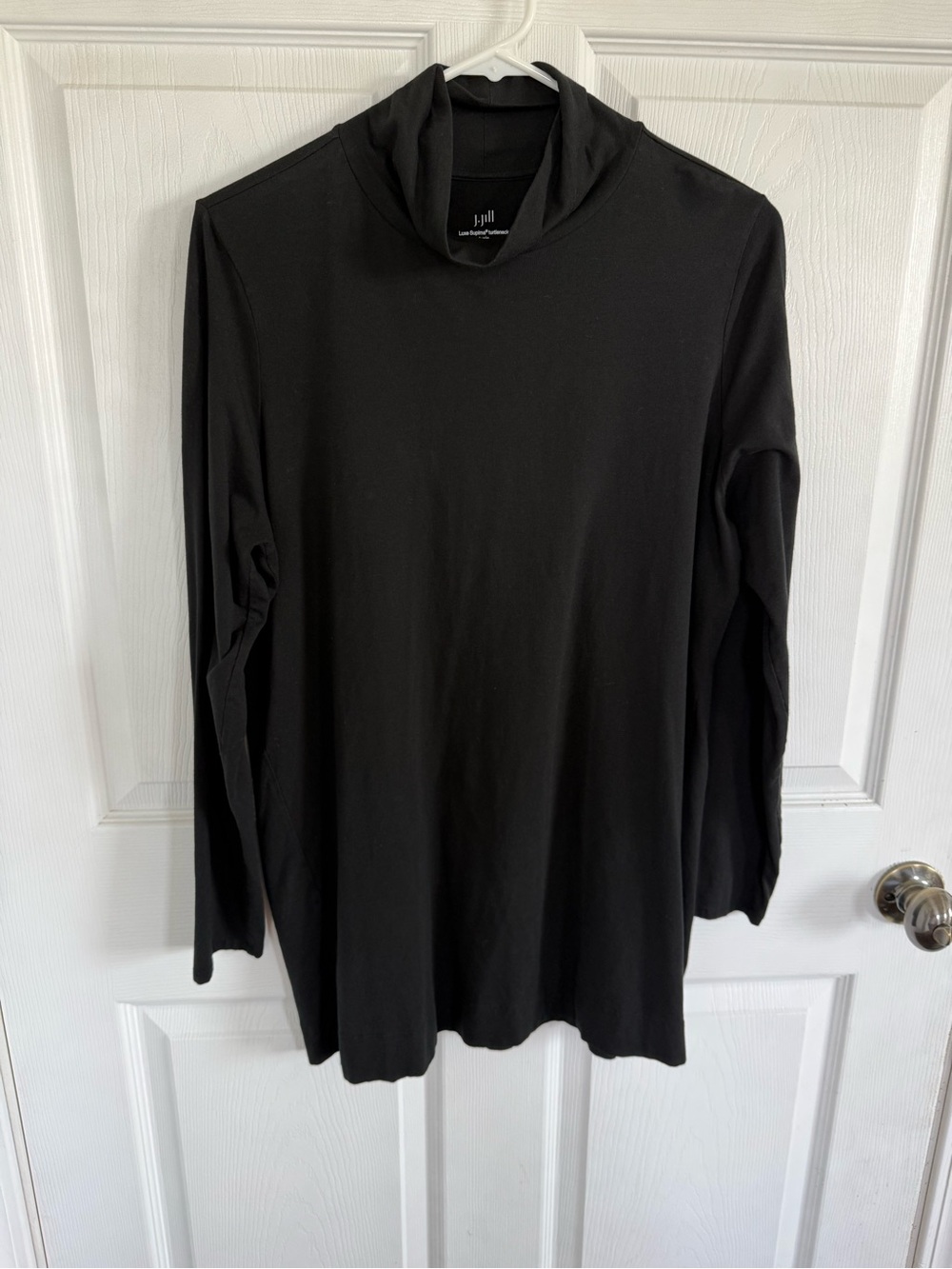 J. Jill Luxe Supima Black Turtleneck Tunic L Longline Stretch Top Fall Layering